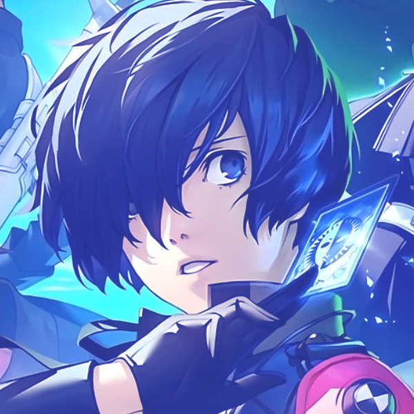 The Persona 3 protagonist, his hair covers his right eye, he's holding a Tarot card.