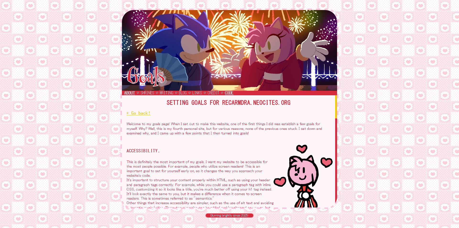 A screenshot of a simple homepage with a rounded header image on top.